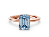 Rose gold Fancy Blue Emerald  Cut Solitaire Engagement Ring with Four-Prong Setting and Classic Band_20