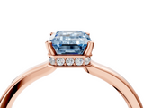 Rose gold Fancy Blue Emerald  Cut Solitaire Engagement Ring with Four-Prong Setting on a Classic Band_24
