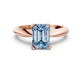 Rose gold Fancy Blue Emerald  Cut Solitaire Engagement Ring with Tapered Band and Four-Prong Setting 1