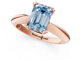 Rose gold Fancy Blue Emerald  Cut Solitaire Engagement Ring with Tapered Band and Four-Prong Setting 2