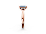 Rose gold Fancy Blue Emerald  Cut Solitaire Engagement Ring with Tapered Band and Four-Prong Setting 3