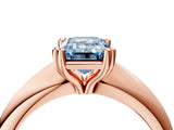 Rose gold Fancy Blue Emerald  Cut Solitaire Engagement Ring with Tapered Band and Four-Prong Setting 5