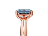 Rose gold Fancy Blue Emerald  Cut Solitaire Engagement Ring with Tapered Band and Four-Prong Setting