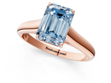 Rose gold Fancy Blue Emerald Cut Solitaire Engagement Ring with Tapered Band and Four-Prong Setting_4