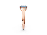 Rose gold Fancy Blue Emerald Cut Solitaire Engagement Ring with Tapered Band and Four-Prong Setting_5