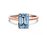 Rose gold Fancy Blue Emerald  Cut Solitaire Engagement Ring with Thin Band and Four-Prong Setting_3