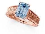Rose gold Fancy Blue Emerald  Cut Solitaire Engraved Band with Four-Prong Setting_80