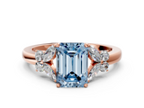 Rose gold Fancy Blue Emerald  Cut Solitaire Floral Diamond Ring with Four-Prong Setting_37