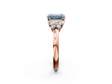 Rose gold Fancy Blue Emerald  Cut Solitaire Floral Diamond Ring with Four-Prong Setting_39