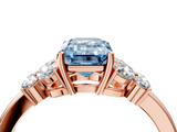 Rose gold Fancy Blue Emerald  Cut Solitaire Floral Diamond Ring with Four-Prong Setting_41