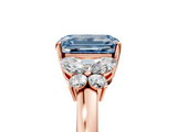 Rose gold Fancy Blue Emerald  Cut Solitaire Floral Diamond Ring with Four-Prong Setting_42
