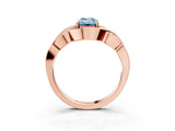 Rose gold Fancy Blue Emerald Cut Solitaire Intertwined Band Prong Setting Ring_3
