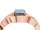 Rose gold Fancy Blue Emerald Cut Solitaire Intertwined Band Prong Setting Ring_4