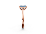 Rose gold Fancy Blue Emerald  Cut Solitaire Ring with Cathedral Band and Four-Prong Setting_54