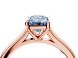 Rose gold Fancy Blue Emerald  Cut Solitaire Ring with Cathedral Band and Four-Prong Setting_56