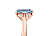 Rose gold Fancy Blue Emerald  Cut Solitaire Ring with Cathedral Band and Four-Prong Setting_57