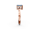 Rose gold Fancy Blue Emerald  Cut Solitaire Ring with Four-Prong Setting and Classic Band_47
