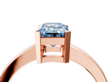 Rose gold Fancy Blue Emerald  Cut Solitaire Ring with Four-Prong Setting and Classic Band_49