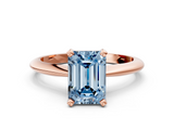 Rose gold Fancy Blue Emerald  Cut Solitaire Ring with Four-Prong Setting on a Classic Band_71