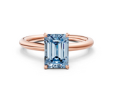 Rose gold Fancy Blue Emerald  Cut Solitaire Ring with Thin Band and Four-Prong Setting_16