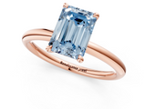 Rose gold Fancy Blue Emerald  Cut Solitaire Ring with Thin Band and Four-Prong Setting_17