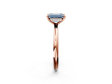Rose gold Fancy Blue Emerald  Cut Solitaire Ring with Thin Band and Four-Prong Setting_18