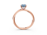 Rose gold Fancy Blue Emerald  Cut Solitaire Ring with Thin Band and Four-Prong Setting_19