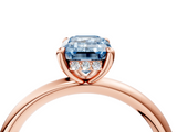 Rose gold Fancy Blue Emerald  Cut Solitaire Ring with Thin Band and Four-Prong Setting_20