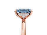 Rose gold Fancy Blue Emerald  Cut Solitaire Ring with Thin Band and Four-Prong Setting_21