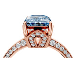 Rose gold Fancy Blue Emerald Cut Solitaire Split Shank Pave Diamond Engagement Ring with Four-Prong Setting_4