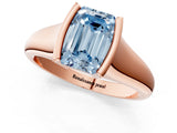 Rose gold Fancy Blue Emerald Cut Solitaire Tension Set Diamond Ring with Split Shank Band_1