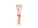 Rose gold Fancy Blue Emerald Cut Solitaire Tension Set Diamond Ring with Split Shank Band_2