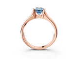Rose gold Fancy Blue Emerald Cut Solitaire Tension Set Diamond Ring with Split Shank Band_3