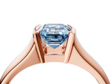 Rose gold Fancy Blue Emerald Cut Solitaire Tension Set Diamond Ring with Split Shank Band_4