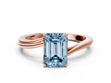 Rose gold Fancy Blue Emerald  Cut Solitaire Twist Band Ring with Four-Prong Setting_35