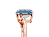 Rose gold Fancy Blue Emerald  Cut Solitaire Twist Band Ring with Four-Prong Setting_40