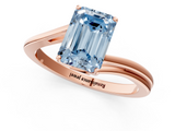 Rose gold Fancy Blue Emerald  Cut Solitaire Twist Band Ring with Four-Prong Setting_48