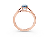 Rose gold Fancy Blue Emerald  Cut Solitaire Twist Band Ring with Four-Prong Setting_50