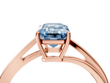 Rose gold Fancy Blue Emerald  Cut Solitaire Twist Band Ring with Four-Prong Setting_51