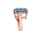 Rose gold Fancy Blue Emerald  Cut Solitaire Twist Band Ring with Four-Prong Setting_52