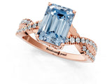 Rose gold Fancy Blue Emerald Cut Solitaire Twist Pave Diamond Engagement Ring with Prong Setting_1
