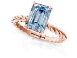 Rose gold Fancy Blue Emerald  Cut Solitaire Twisted Band with Four-Prong Setting_94