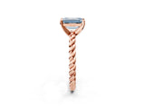 Rose gold Fancy Blue Emerald  Cut Solitaire Twisted Band with Four-Prong Setting_95