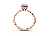 Rose gold Fancy Blue Emerald  Cut Solitaire Twisted Band with Four-Prong Setting_96