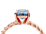 Rose gold Fancy Blue Emerald  Cut Solitaire Twisted Band with Four-Prong Setting_97