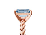 Rose gold Fancy Blue Emerald  Cut Solitaire Twisted Band with Four-Prong Setting_98