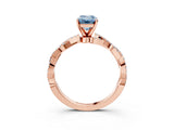Rose gold Fancy Blue Emerald Cut Solitaire Twisted Pave Band with Four-Prong Setting_6