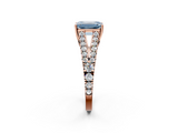 Rose gold Fancy Blue Emerald  Cut Split Shank Pave Diamond Engagement Ring with Four-Prong Setting_26