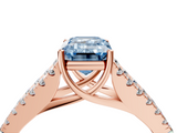 Rose gold Fancy Blue Emerald  Cut Split Shank Pave Diamond Engagement Ring with Four-Prong Setting_28