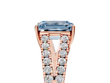 Rose gold Fancy Blue Emerald  Cut Split Shank Pave Diamond Engagement Ring with Four-Prong Setting_29
